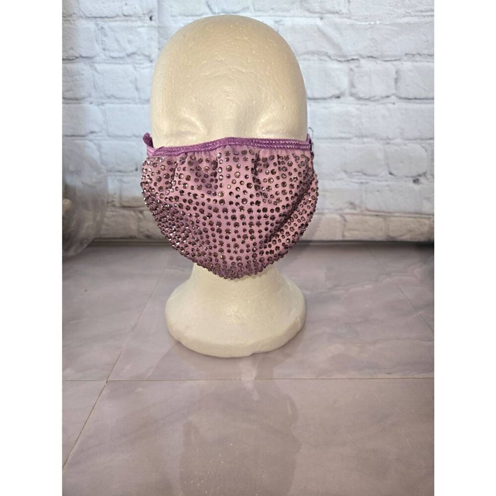 Reusable Face Mask Purple With Rhinestone Washable With Filter Pocket
